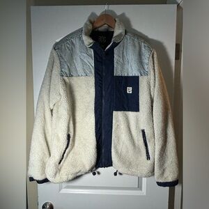 BDG Cream Sherpa Jacket with Navy Panels
